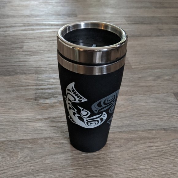 NIB New Pisces Tribal Salmon Stainless Steel Travel Mug Coffee Tumbler - Picture 5 of 5